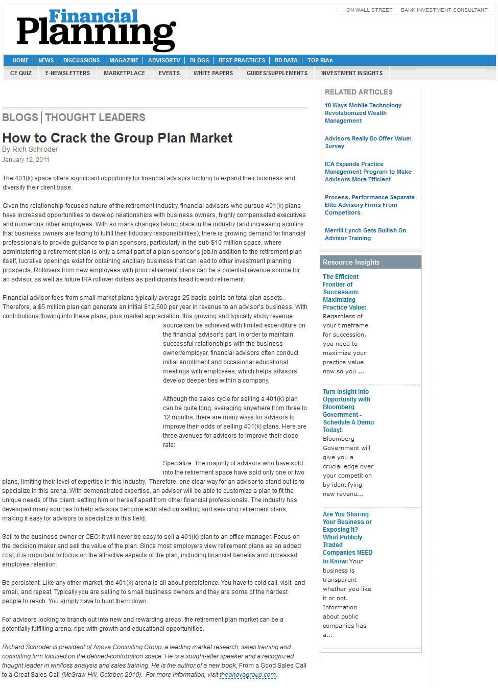Group Retirement Plan Market